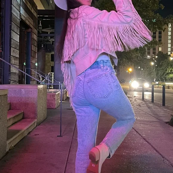 Altar'd State Jackets Coats Nude Cream Faux Leather Biker